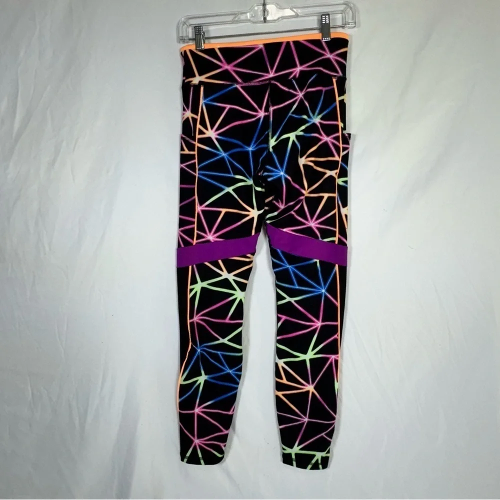 Justice Girls J-Sport Print Blocked Neon Laser Print Leggings
